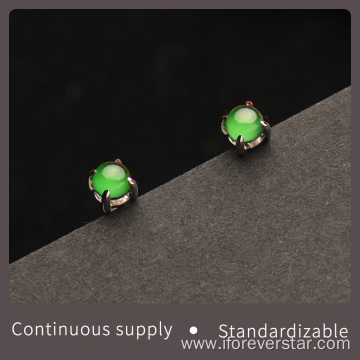 Double C-shaped jadeite stud earrings